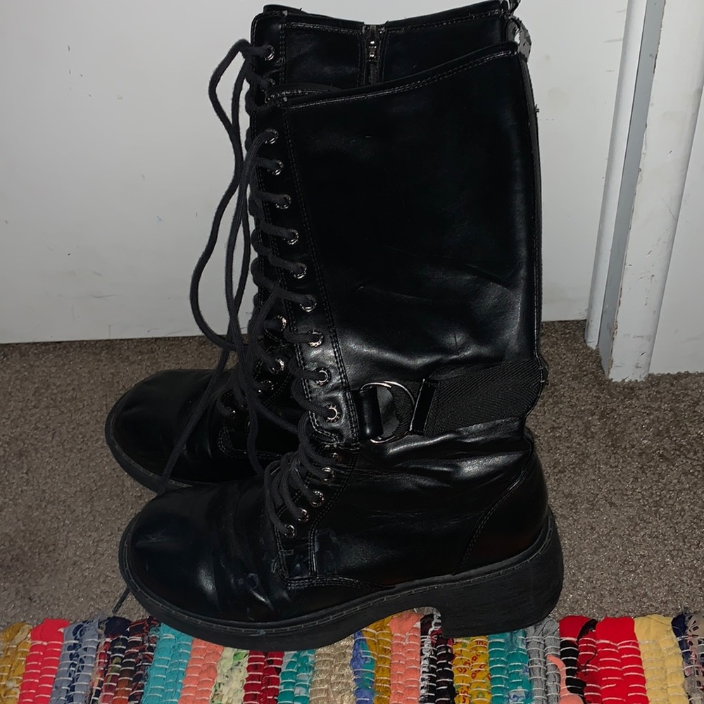 Beautiful leather punk lace up combat boots , very comfortable